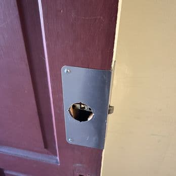 Door prepared for lock hardware installation