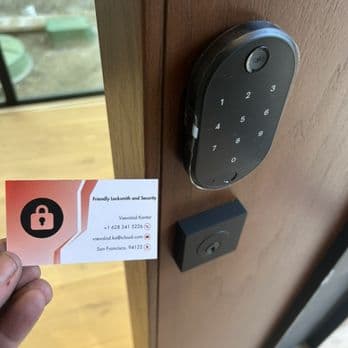 Yale smart lock installed on a wood door